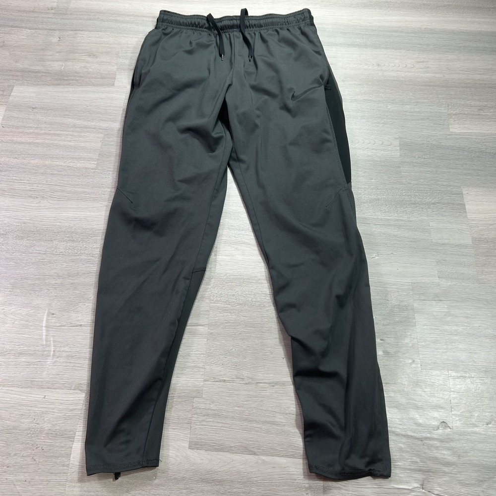 Nike Dri-FIT Track Pants Mens Medium Gray Knit Zip Hem Athletic 807684-062